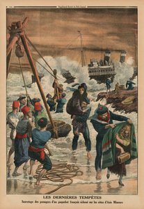 Die letzten Seestürme, Rettung der Passagiere eines französischen Liners an der Küste von Kleinasien, Rückseitenillustration aus 